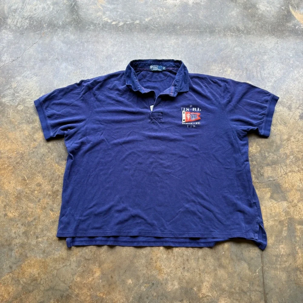 Polo Ralph Lauren Mens 4XB Big Navy US-RL Rescue PTR Nautical P-32 Polo Shirt